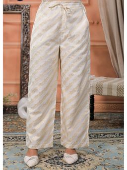 Zari Jaipur - Cream Georgette Brocade Woven Zari Palazzo