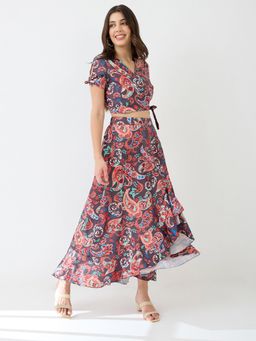Globus - Paisley Printed Crop Top and Ruffled Maxi Skirt Co-Ord (Set of 2)