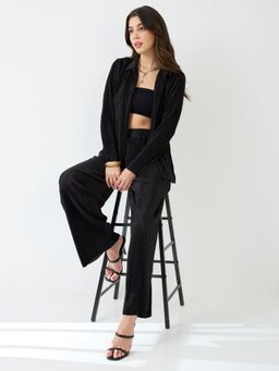 Globus - Women Black Pleats Co-Ord (Set of 2)