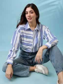 Globus - White Polyester Collar Neck Shirt