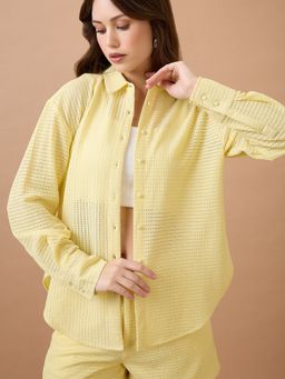 Globus - Women Yellow Textured Co-Ord (Set of 2)