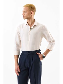 Snitch - Men Off White Lyocell Blend Textured Shirt