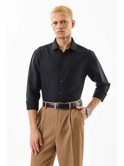 Snitch - Men Black Lyocell Blend Textured Shirt