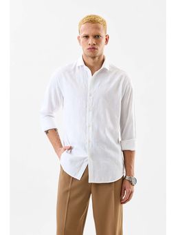 Snitch - Men White Polyester Blend Textured Shirt
