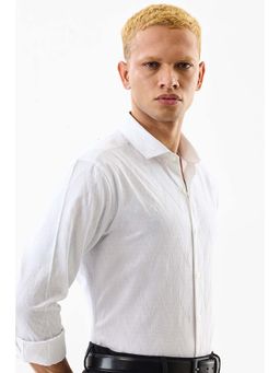 Snitch - Men White Polyester Blend Textured Shirt