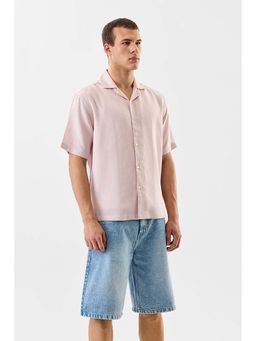 Snitch - Men Pink Linen Blend Solid Shirt