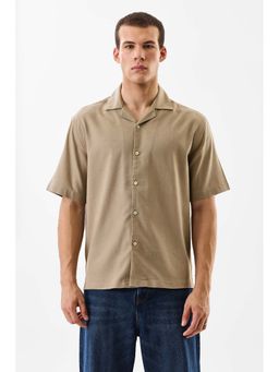 Snitch - Men Brown Linen Blend Solid Shirt