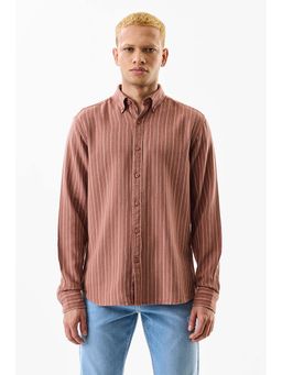 Snitch - Men Brown Cotton Stripes Shirt