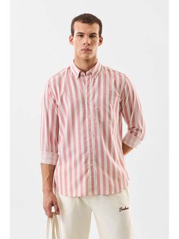 Snitch - Men Pink Polyester Blend Stripes Shirt