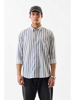 Snitch - Men Blue Polyester Blend Stripes Shirt