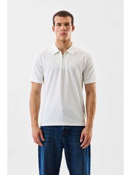 Snitch - Men White Polyester Solid Polo T-Shirt