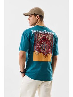 Snitch - Men Teal Cotton Graphic T-Shirt