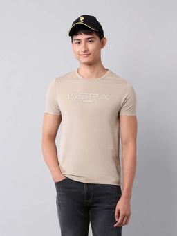 U.S. Polo Assn. Denim Co. - Men Brand Embossed Beige Label T Shirt