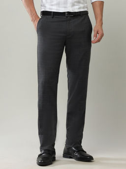 Arrow - Men Dark Grey Checked Printed Auto Flex Trouser