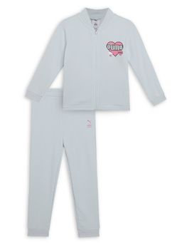 Puma - Blue Cotton Full Sleeves Jacket With Joggers