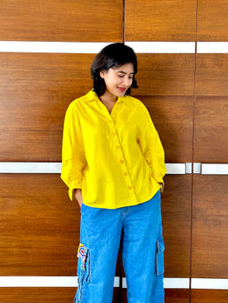 Style Junkiie - NEON YELLOW RUCHED SHIRT