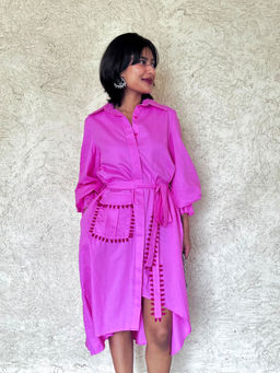 Style Junkiie - BUBBLEGUM PINK RUCHED SHIRT