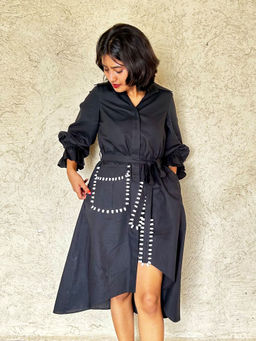 Style Junkiie - BLACK POPLIN SHIRT DRESS