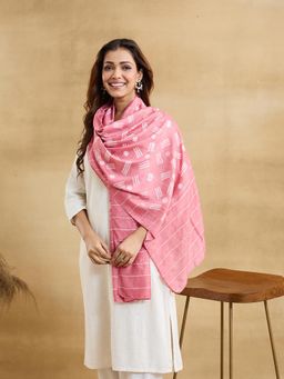 Fabindia - Pink Viscose Blend Block Printed Stole