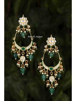 Amreli Jaipur - Anam Green Kundan Earrings
