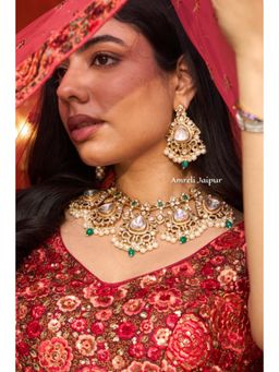 Amreli Jaipur - Manorma Polki and Pearlls Necklace Set