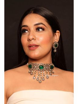 Amreli Jaipur - Shyla Green Polki Choker Set
