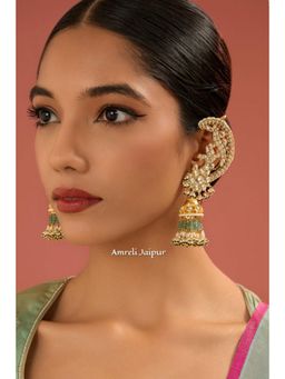 Amreli Jaipur - Aila Pachi Green Kundan Jhumkas