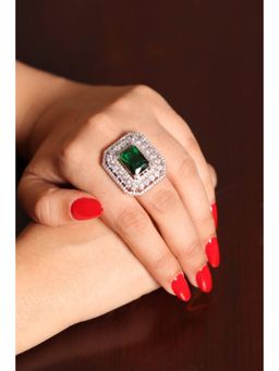 Amreli Jaipur - Adjustable Emerald Diamond Ring