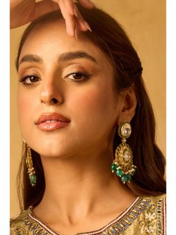 Amreli Jaipur - Maneesa Polki Kundan Green Earrings