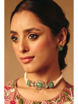Amreli Jaipur - Kamala Polki Pink Choker Set