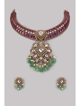 Amreli Jaipur - Laincee Ruby Polki Necklace Set