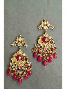 Amreli Jaipur - Remya Kundan Carving Stone Earrings