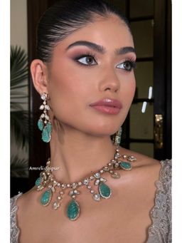 Amreli Jaipur - Jayantee Mint Polki Necklace Set
