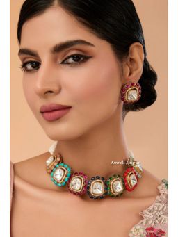 Amreli Jaipur - Seeri Polki Multi-Color Choker Set