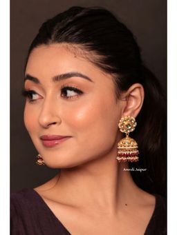 Amreli Jaipur - Neya Pachi Kundan Jhumki Earrings