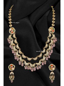 Amreli Jaipur - Tulasi Long Kundan Necklace Set