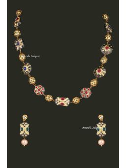 Amreli Jaipur - Vardha Tanjore Red Necklace Set