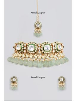 Amreli Jaipur - Zayla Polki Green Choker Set