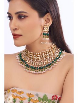 Amreli Jaipur - Sabin Gold Green Choker Set