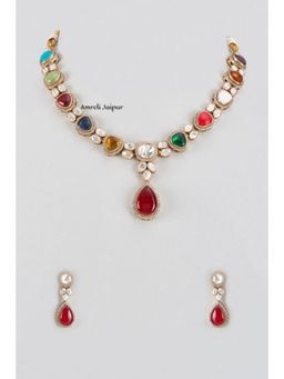 Amreli Jaipur - Fleury Polki Multicoloured Necklace Set