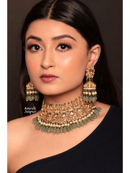Amreli Jaipur - Eiesha Pachi Kundan Green Choker Set