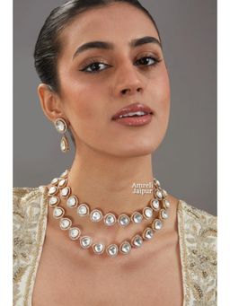 Amreli Jaipur - Ivanna Double Layered White Polki Set