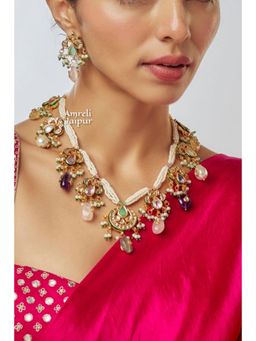 Amreli Jaipur - Shariya Navratan White Necklace Set