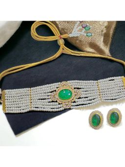Amreli Jaipur - Bano Pearl Green Choker Set