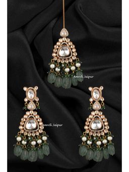 Amreli Jaipur - Vijaya Polki Earrings With Maangtika
