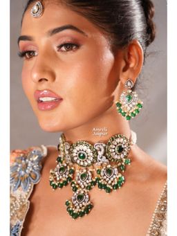 Amreli Jaipur - Shiveen Emerald Polki Choker Set