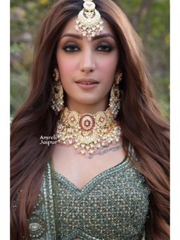 Amreli Jaipur - Aleesha Polki Pink Choker Set