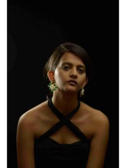 XAGO - Valerie Gold Toned Druzy Stone Stud Earring For Women