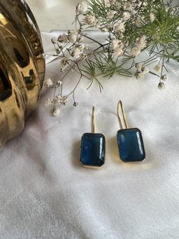 XAGO - Le Isabella Gold Plated Blue Square Stud Earring