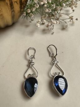 XAGO - Silver Toned Blue Teardrop Shaped Drop Earring